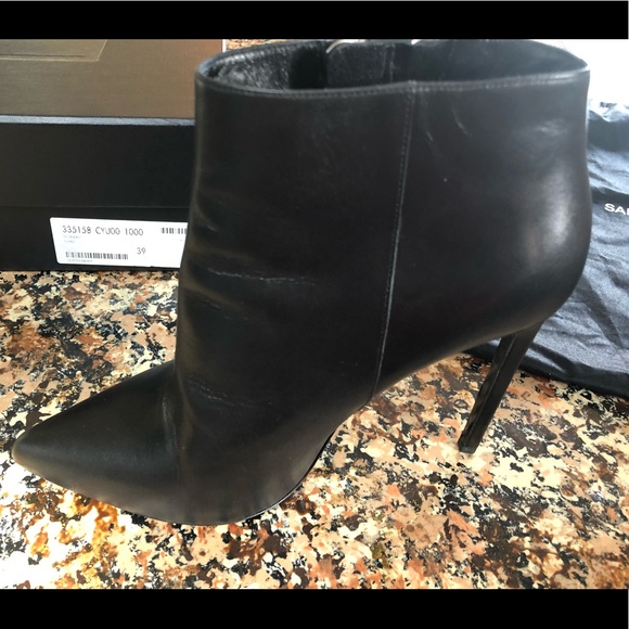 Saint Laurent YSL Black Leather Double Zip Bootie - Picture 3 of 8